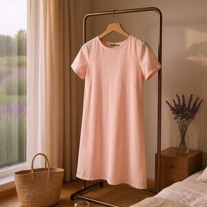 Lulus Shift & Shout Mini Dress Blush Pink Short Sleeve Lined Womens XS